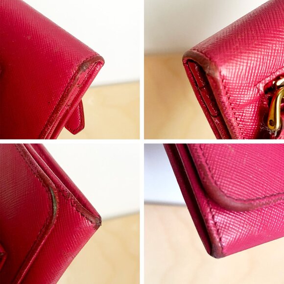 Prada Pink Saffiano Leather Flap Long Wallet with Bow - Picture 11 of 11